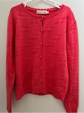 Bonpoint Coral Pink Button-Up Knit Cardigan
